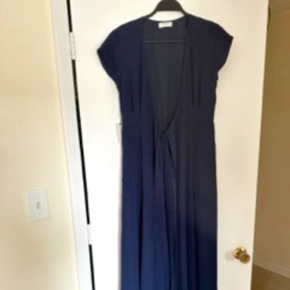 Navy Blue Maxi Dress with Tie Front
